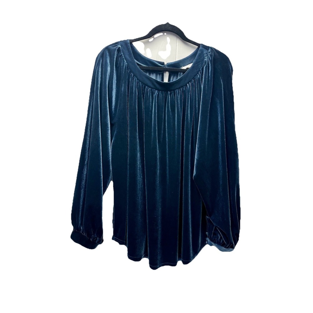 Umgee USA XL Blue Velour Tunic Blouse Babydoll Holiday Y2K Boho Fairy Romantic